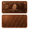 Ten AVDP oz .999 fine copper collectible bar from CMC Mint with detailed surface design and branding.