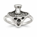 Silver toned gothic ring in size 7 with intricate design, crafted by Republic Mercantile.