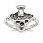 Silver toned gothic ring in size 7 with intricate design, crafted by Republic Mercantile.