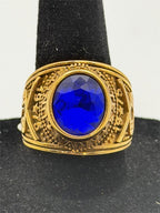 Men's US Navy signet ring in blue with Republic Mercantile branding, size 10, featuring a detailed navy insignia design.