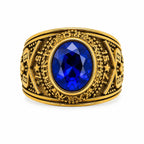 Men's US Navy signet ring in blue with size 10, crafted by Republic Mercantile, featuring detailed navy insignia on the front.