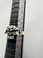 Silver toned skull ring in size 7 with detailed skull design, crafted by Republic Mercantile.