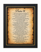 12x16 inch canvas art print of Psalm 91 with decorative lettering, by Republic Mercantile, displayed on a wall.