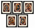Set of 5 Masquerade Series 8x10 inch wall art in matte folders by Republic Mercantile displayed in a gallery setting.