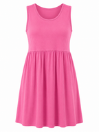 Pink sleeveless ladies dress by Republic Mercantile in size 1X, shown on a hanger with a simple background.