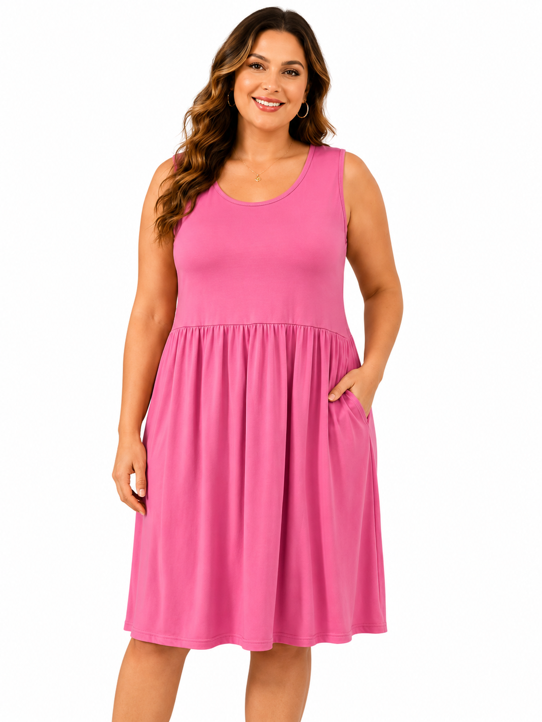 Ladies Sleeveless Pink Dress: Size 1X