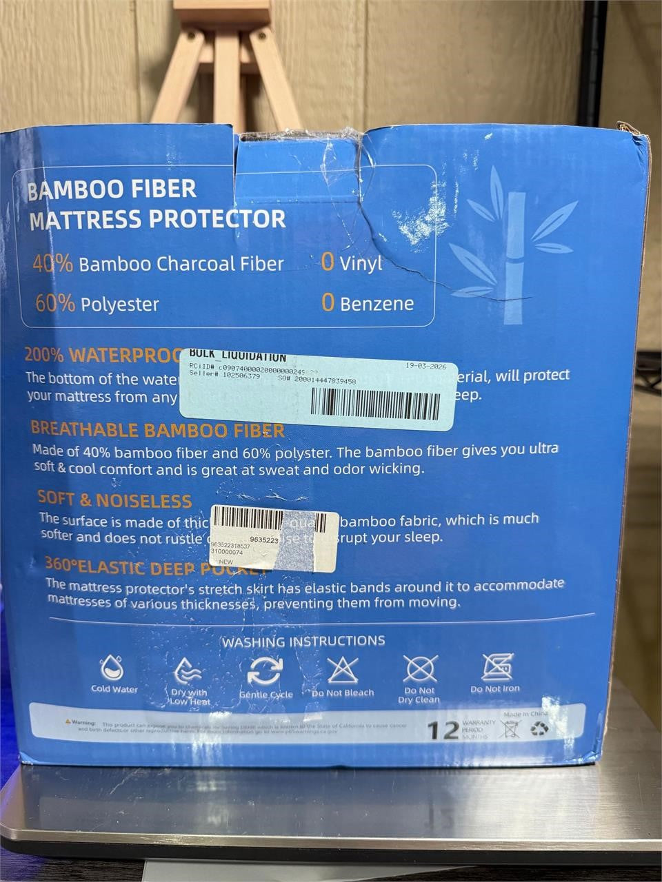 Bamboo waterproof Cali-King mattress protector by Republic Mercantile showing a fitted sheet style cover on a mattress.