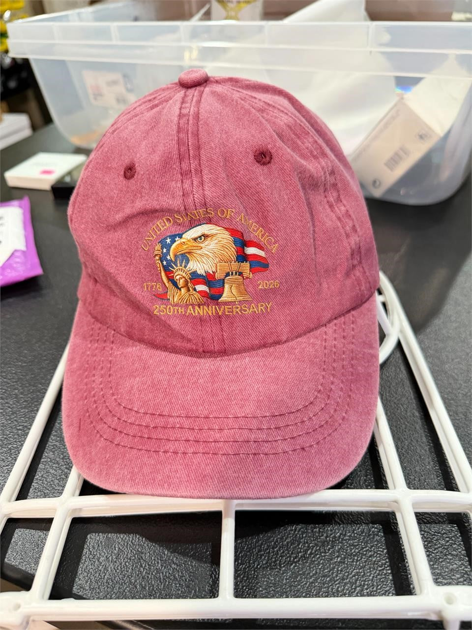 USA ladies ball cap with 250th anniversary logo, Republic Mercantile brand, featuring a curved brim and adjustable strap.