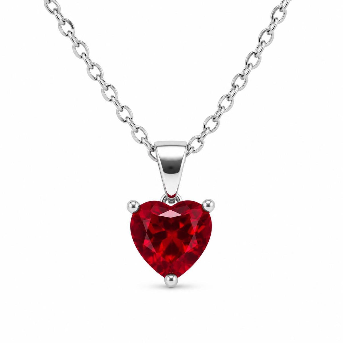 Heart gemstone pendant on a silvery chain necklace, featuring a Republic Mercantile design with a sparkling gemstone centerpiece.