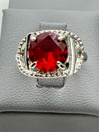 Sterling silver women's ring with a red spinel solitaire gemstone, size 7, from Republic Mercantile.