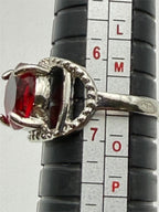 Sterling silver women's ring with a red spinel solitaire gemstone, size 7, from Republic Mercantile.