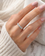 Sterling silver women's ring with five clear quartz stones, size 6, designed by Republic Mercantile.