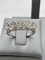 Sterling silver women's ring with five clear quartz stones, size 6, featuring a sleek and elegant design from Republic Mercantile.