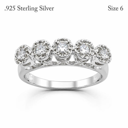 Sterling silver women's ring with five clear quartz stones, size 6, from Republic Mercantile.