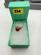 Sterling silver women's ring with a red agate gemstone, size 7, from Republic Mercantile featuring intricate design.