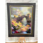 12x16 inch art print on canvas featuring Old Creek Bridge with a 16x20 mat, by Republic Mercantile, showcasing a scenic landscape.
