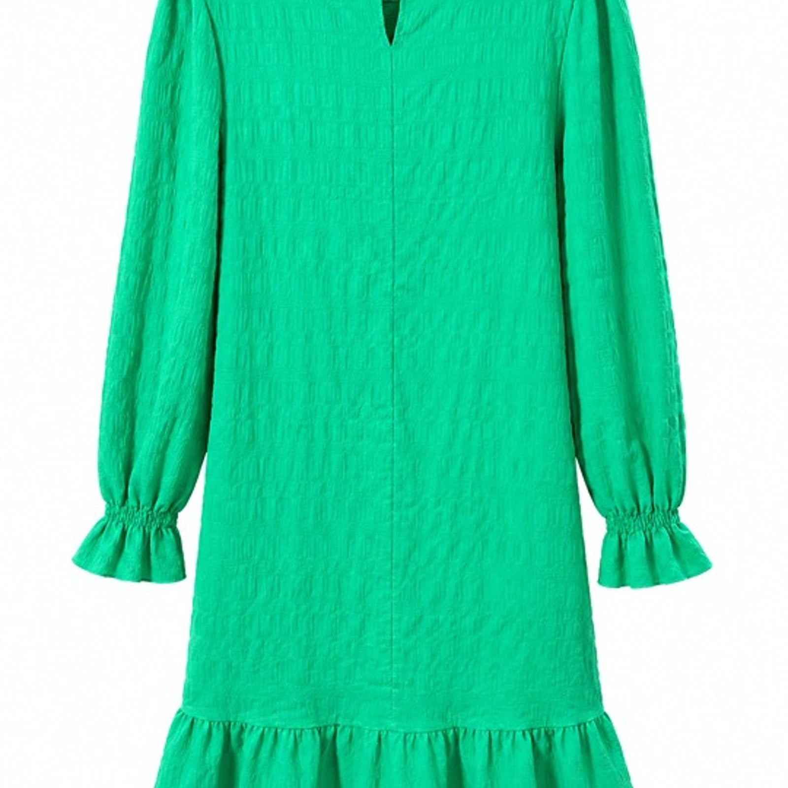 Cuteduck Women's Textured Ruffle Hem Shift Dress Green - Long Sleeve Size: L