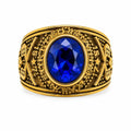 Men's US Navy Signet Ring in blue with Republic Mercantile branding, size 12, featuring detailed navy-themed design.