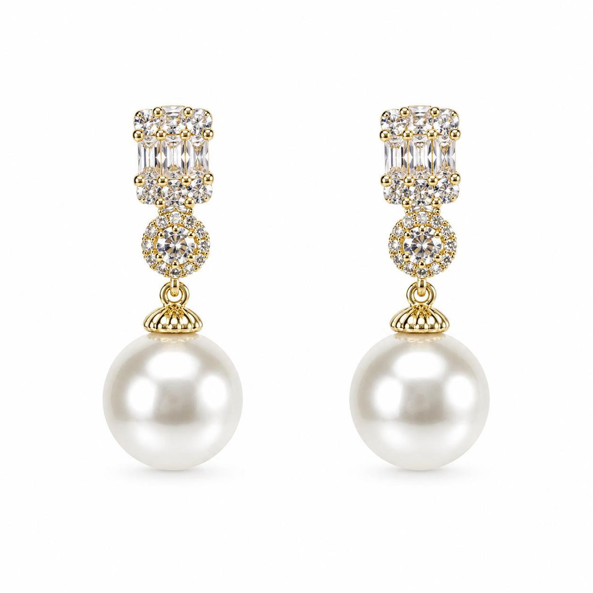 Elegant pearl drop fashion earrings by Republic Mercantile, featuring lustrous pearls and delicate metal hooks for a sophisticated look.