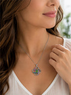 Multicolor crystal gem pendant necklace with sparkling stones and silver chain, stylish jewelry from Republic Mercantile.