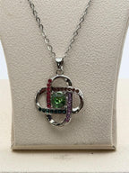 Multicolor crystal gem pendant necklace by Republic Mercantile featuring vibrant, sparkling gemstones on a delicate chain.