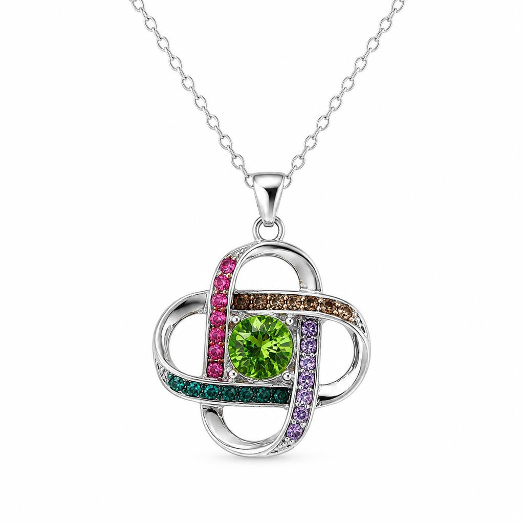 Multicolor crystal gem pendant necklace from Republic Mercantile featuring vibrant, sparkling stones on a delicate chain.