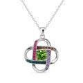 Multicolor crystal gem pendant necklace from Republic Mercantile featuring vibrant, sparkling stones on a delicate chain.