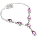 Pink Pear Kunzite Gemstone Handmade 925 Sterling Silver Plated Jewelry Necklace