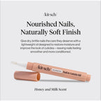 Kit-sch Nourishing Nail and Cuticle Oil 2.8 ml with dropper applicator, featuring clear bottle and golden cap.