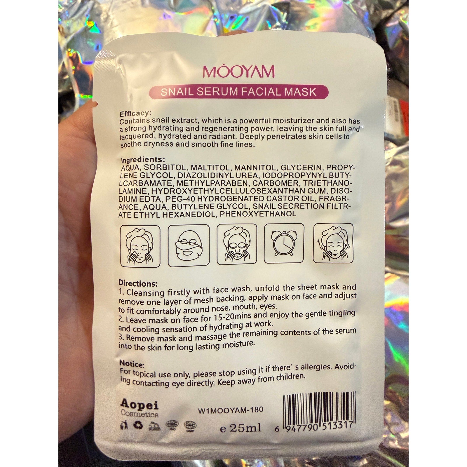Mooyam Snail Serum Facial Mask 10-Pack