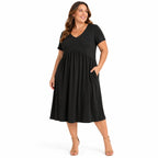 Wellsize Bobeau Black V-Neck Midi Dress 2XL