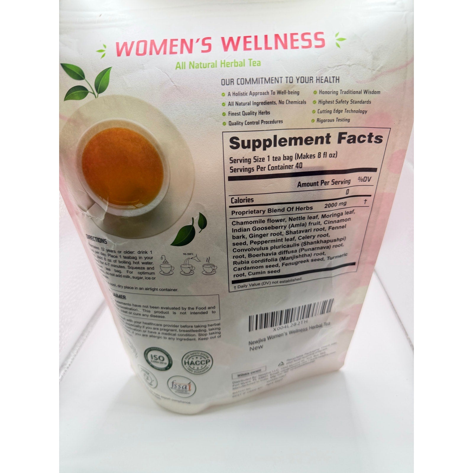 NewJiva Women's Wellness Herbal Tea 40 count 2.8 oz
