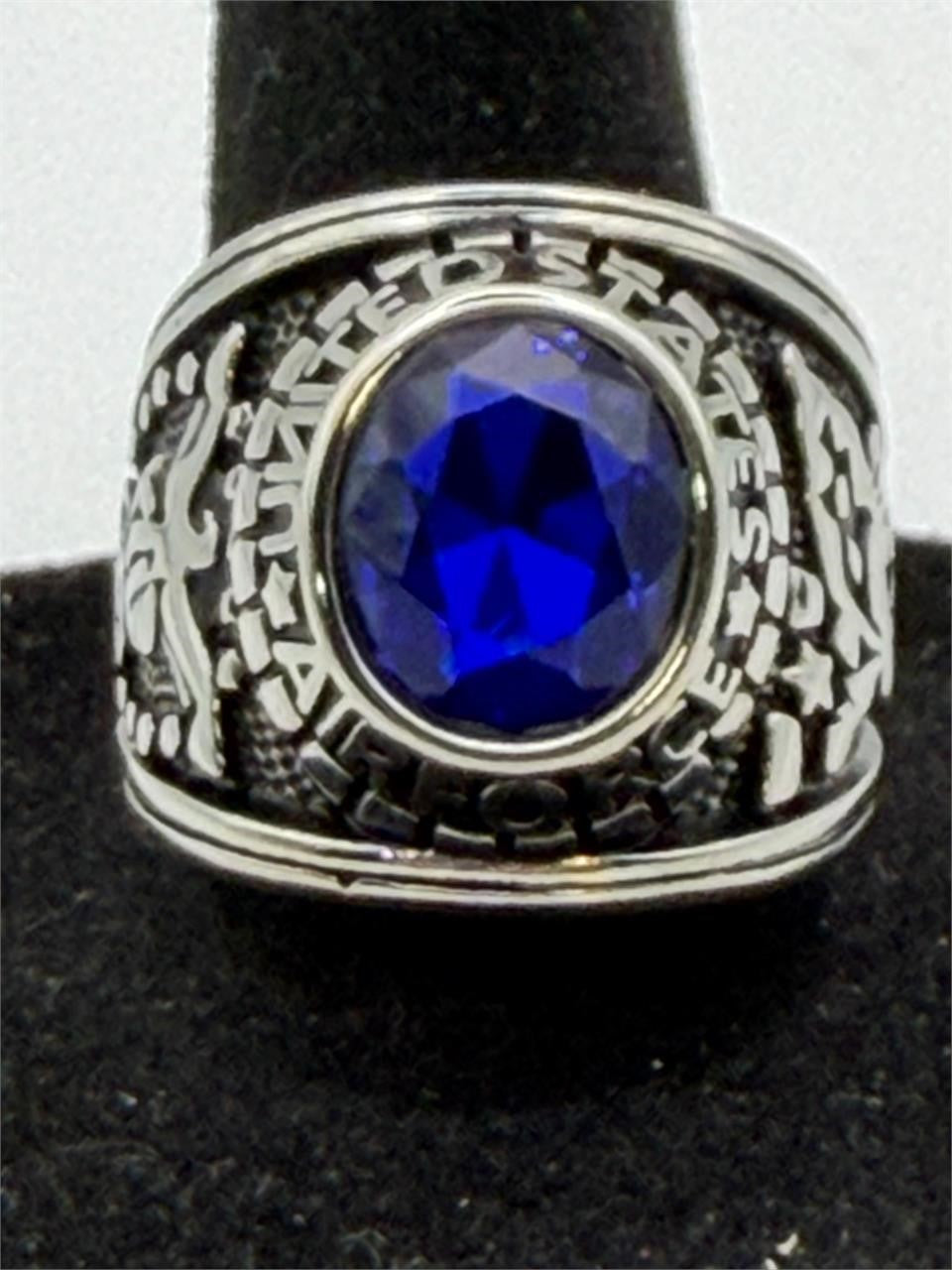 Men's US Air Force Signet Ring in size 12 by Republic Mercantile, featuring a detailed military emblem on polished metal.