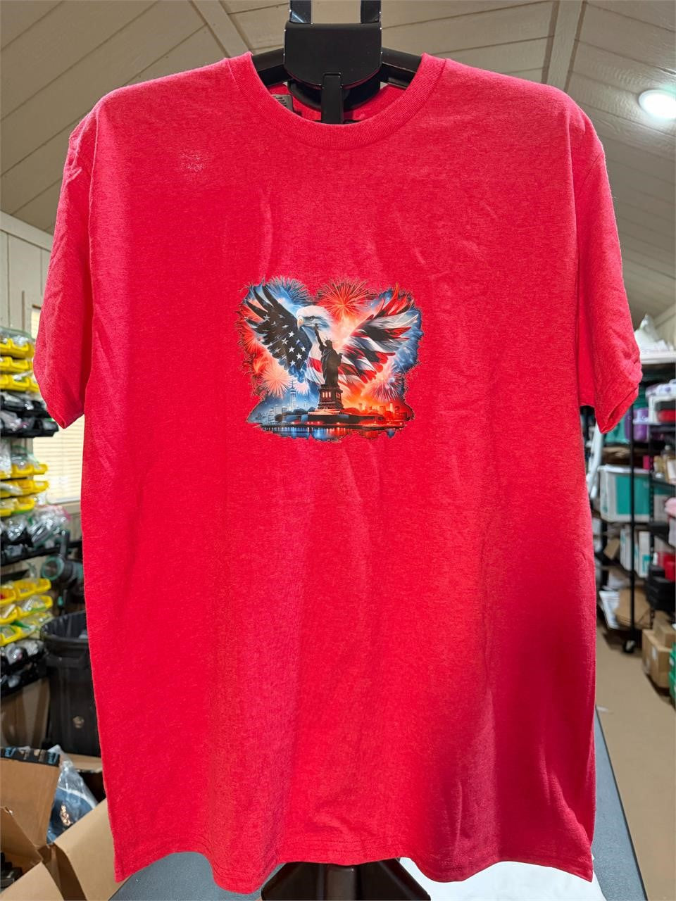 Red 250th Anniversary T-shirt by Republic Mercantile, size L, featuring a front graphic design on soft cotton fabric.