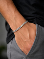 Men's silver-toned chain bracelet with sleek links, stylish accessory from Republic Mercantile.