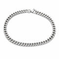 Silver toned men's chain bracelet with a sleek, modern design, featuring interconnected links and a polished finish.