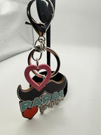 Republic Mercantile Papa Te Amo! key chain with heart charm, featuring engraved affectionate message, perfect for gifting.