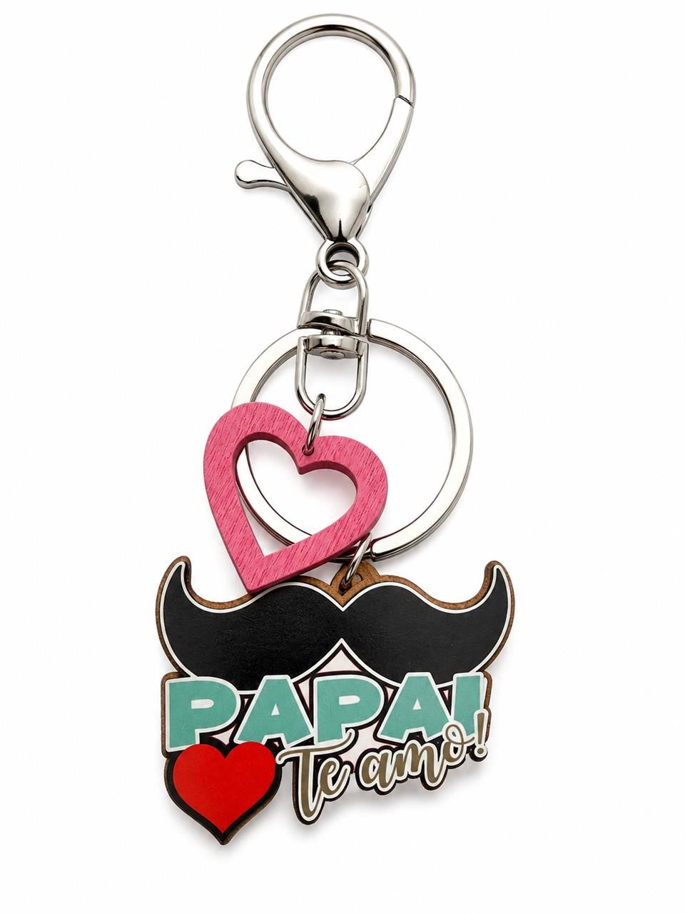 Red "Papa Te Amo!" key chain from Republic Mercantile with heart charm, perfect for a heartfelt gift.