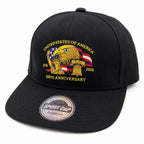 Black 250th Anniversary Snapback ball cap with embroidered logo, adjustable snapback closure, and classic flat brim.