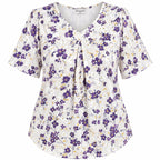 Fantaslook women's dressy blouse top with V-neck and short sleeves, size XXL, stylish tunic for casual or formal wear.