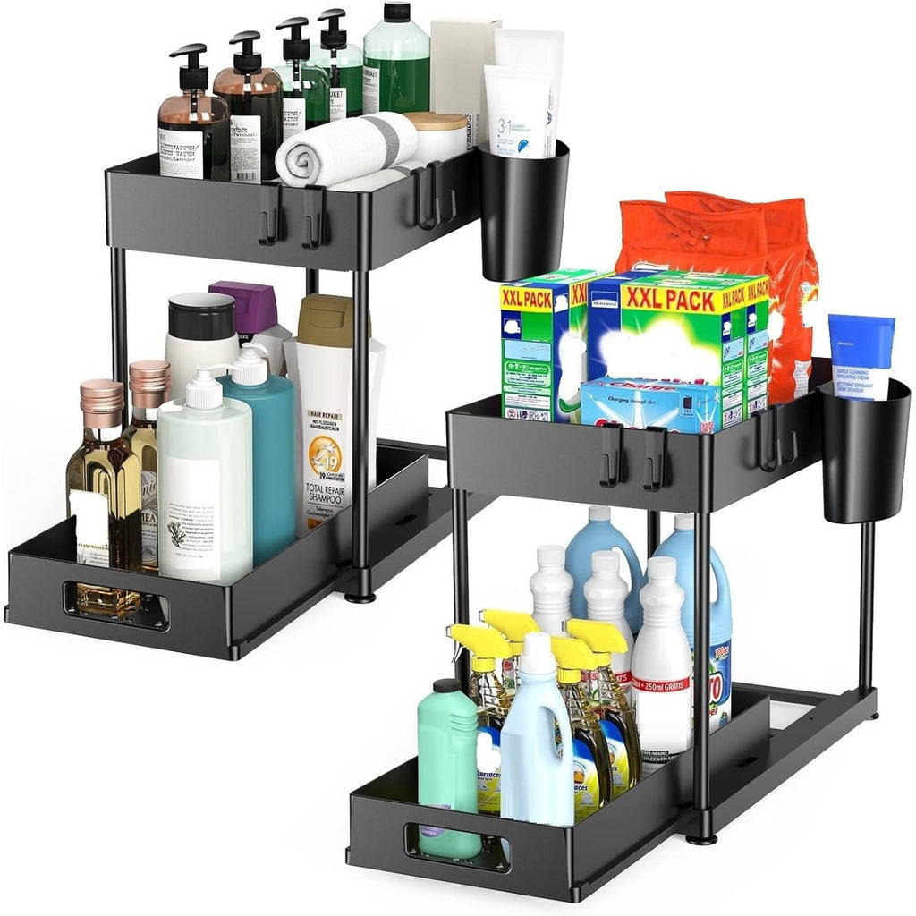2 Pack Under Sink Organizer with Drawer