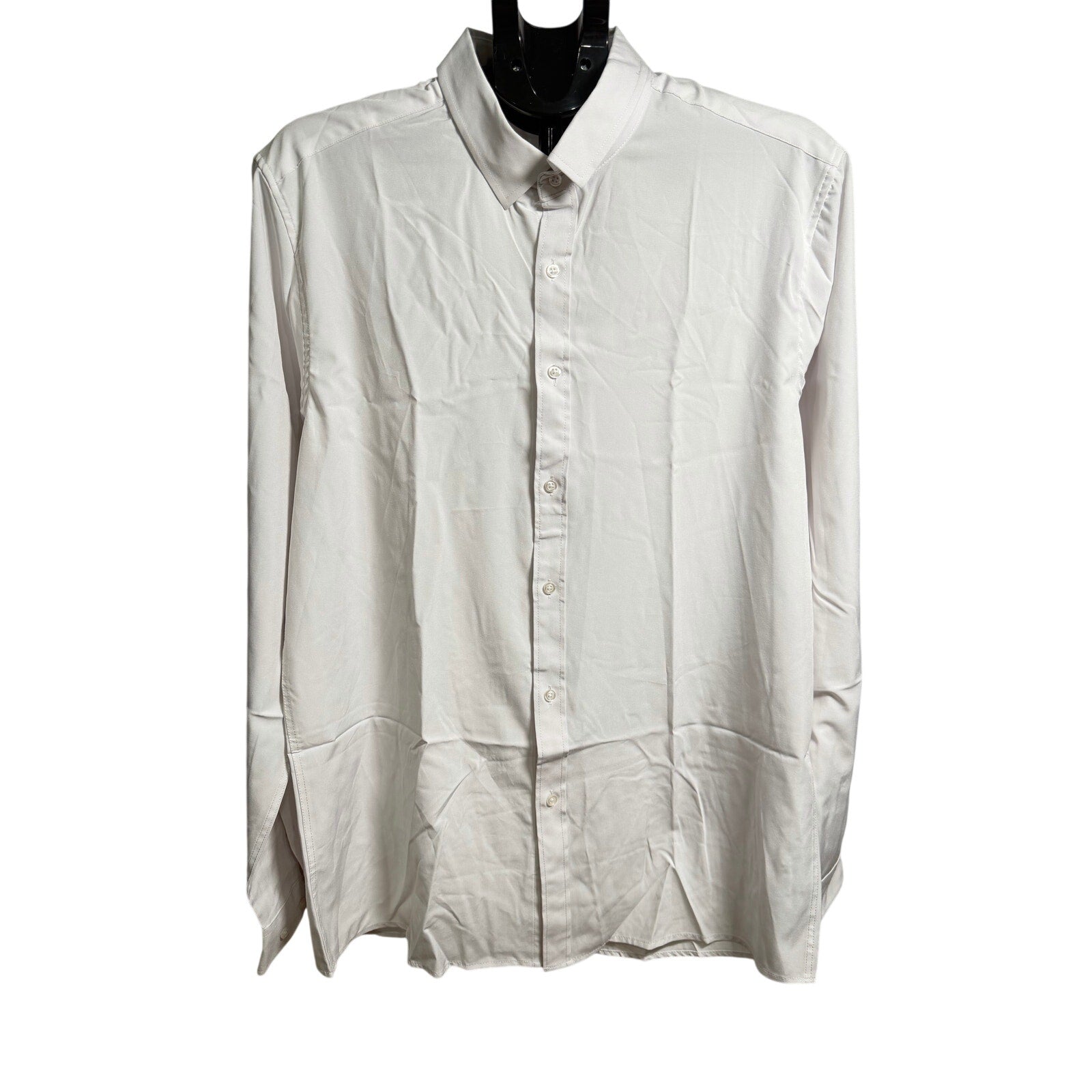 Men's White Button-Down Dress Shirt Size L-Tall
