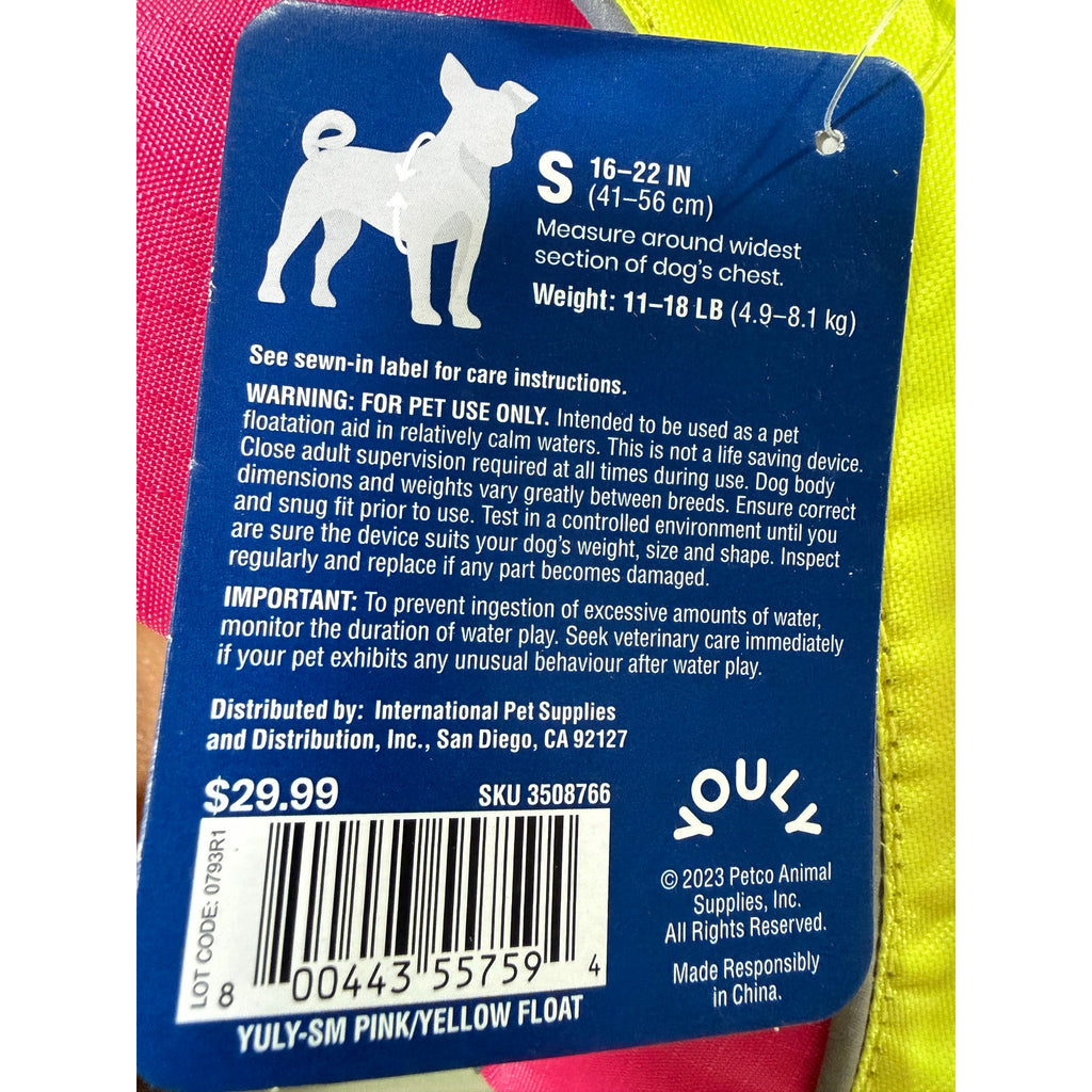 Youly Dog Flotation Vest Size: S