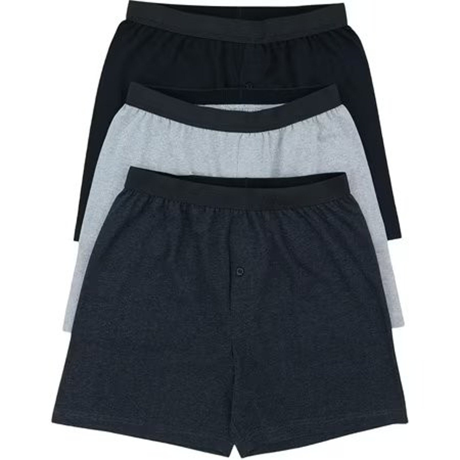 ToBeInStyle men's pack of 3 XL solid print boxers with button fly, loose fit, comfortable waistband, and breathable fabric.