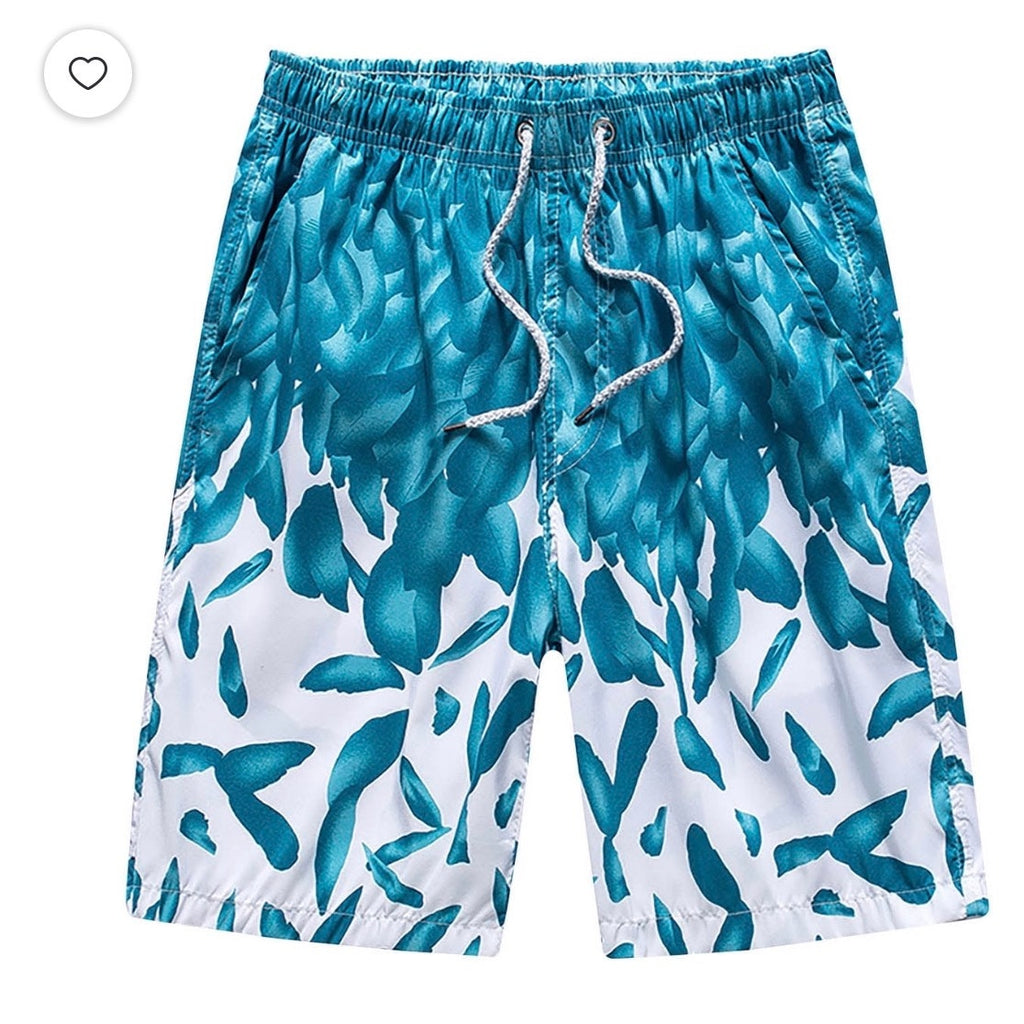 Assorted new men's swim trunks in a 45-piece wholesale lot, displayed in a variety of colors and styles by Republic Mercantile.