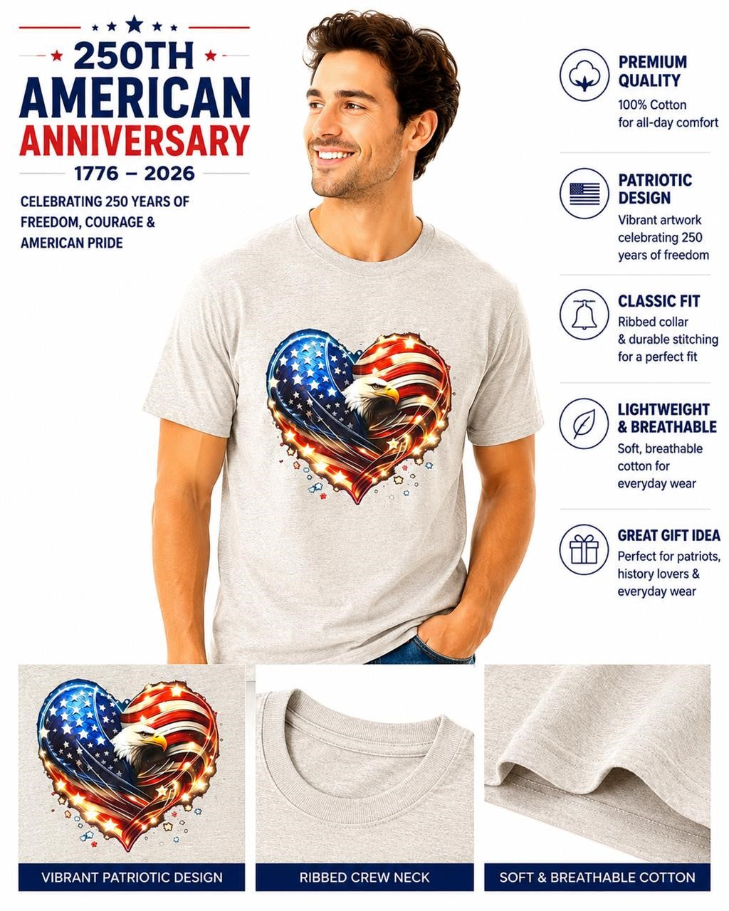 Dark gray 250th anniversary T-shirt by Republic Mercantile in size XL, featuring a simple anniversary logo design.