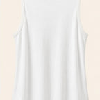Moshu white sleeveless tank top, XL casual basic layering shirt, lightweight fabric, simple design, ideal for everyday wear.