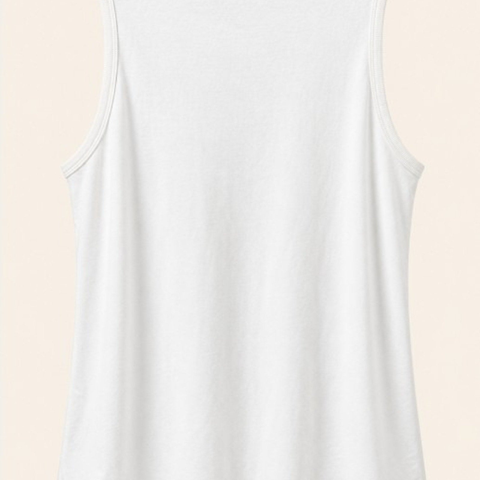 Moshu white sleeveless tank top, XL casual basic layering shirt, lightweight fabric, simple design, ideal for everyday wear.