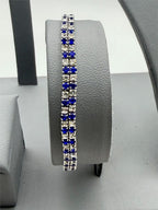 Double strand blue and silver elastic bracelets from Republic Mercantile, featuring mixed beads and stylish design.