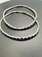 Double strand blue and silver elastic bracelets from Republic Mercantile, featuring stylish bead accents and adjustable fit.